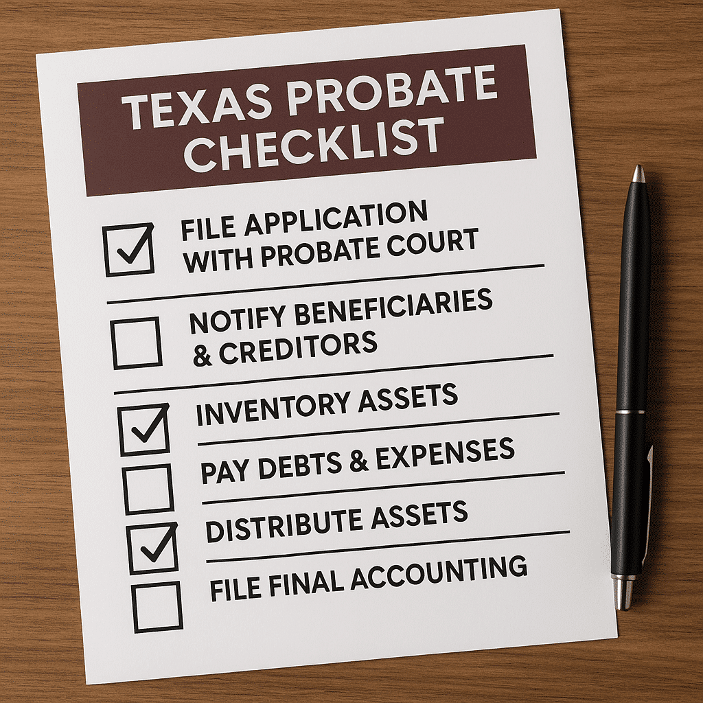 Texas probate checklist